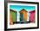 Awesome South Africa Collection - Colorful Beach Huts - Lime & Orange & Deep Pink-Philippe Hugonnard-Framed Photographic Print