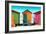 Awesome South Africa Collection - Colorful Beach Huts - Lime & Orange & Deep Pink-Philippe Hugonnard-Framed Photographic Print