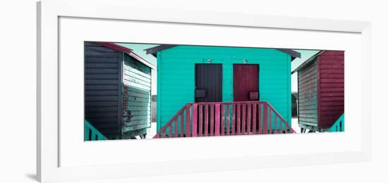 Awesome South Africa Collection Panoramic - Beach Huts "Forty Six & Forty Seven" Turquoise-Philippe Hugonnard-Framed Photographic Print