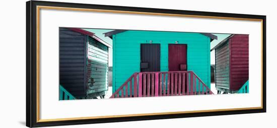 Awesome South Africa Collection Panoramic - Beach Huts "Forty Six & Forty Seven" Turquoise-Philippe Hugonnard-Framed Photographic Print