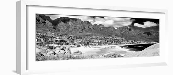 Awesome South Africa Collection Panoramic - Camps Bay Cape Town B&W-Philippe Hugonnard-Framed Photographic Print