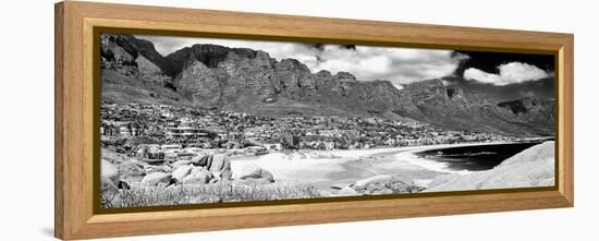 Awesome South Africa Collection Panoramic - Camps Bay Cape Town B&W-Philippe Hugonnard-Framed Premier Image Canvas