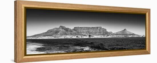 Awesome South Africa Collection Panoramic - Table Mountain - Cape Town B&W-Philippe Hugonnard-Framed Premier Image Canvas