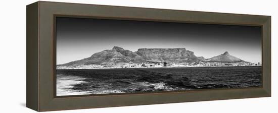 Awesome South Africa Collection Panoramic - Table Mountain - Cape Town B&W-Philippe Hugonnard-Framed Premier Image Canvas