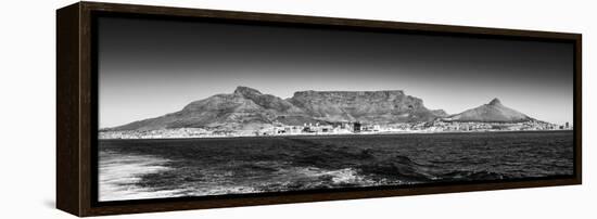 Awesome South Africa Collection Panoramic - Table Mountain - Cape Town B&W-Philippe Hugonnard-Framed Premier Image Canvas