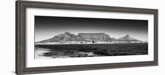 Awesome South Africa Collection Panoramic - Table Mountain - Cape Town B&W-Philippe Hugonnard-Framed Photographic Print