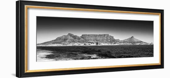 Awesome South Africa Collection Panoramic - Table Mountain - Cape Town B&W-Philippe Hugonnard-Framed Photographic Print