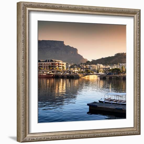 Awesome South Africa Collection Square - Cape Town Harbour and Table Mountain at Sunset-Philippe Hugonnard-Framed Photographic Print