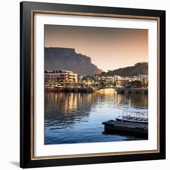 Awesome South Africa Collection Square - Cape Town Harbour and Table Mountain at Sunset-Philippe Hugonnard-Framed Photographic Print