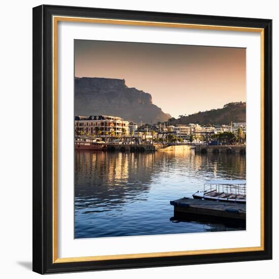 Awesome South Africa Collection Square - Cape Town Harbour and Table Mountain at Sunset-Philippe Hugonnard-Framed Photographic Print