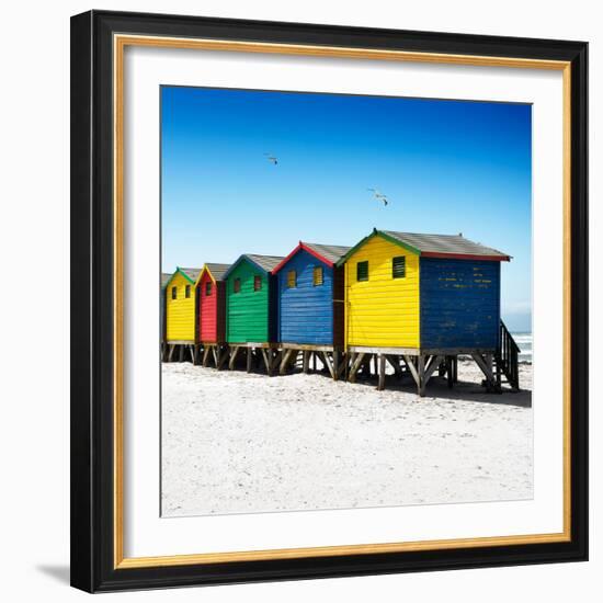 Awesome South Africa Collection Square - Colorful Beach Huts at Muizenberg - Cape Town VI-Philippe Hugonnard-Framed Photographic Print