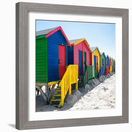 Awesome South Africa Collection Square - Colorful Beach Huts at Muizenberg - Cape Town-Philippe Hugonnard-Framed Photographic Print