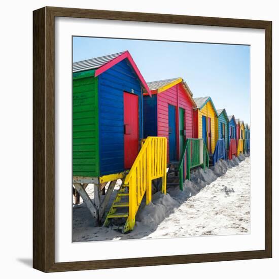 Awesome South Africa Collection Square - Colorful Beach Huts at Muizenberg - Cape Town-Philippe Hugonnard-Framed Photographic Print