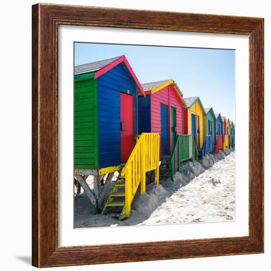Awesome South Africa Collection Square - Colorful Beach Huts at Muizenberg - Cape Town-Philippe Hugonnard-Framed Photographic Print