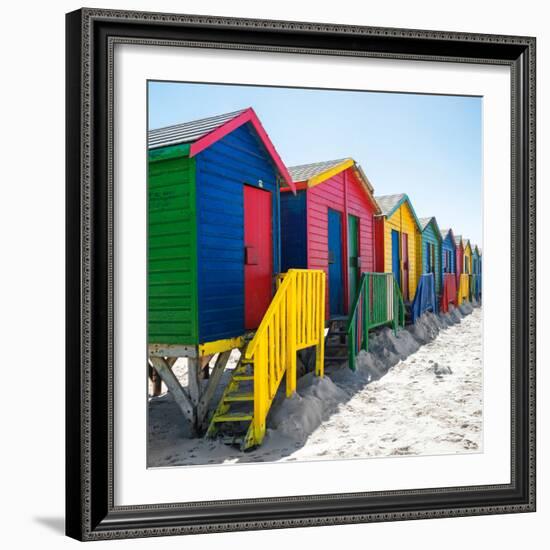 Awesome South Africa Collection Square - Colorful Beach Huts at Muizenberg - Cape Town-Philippe Hugonnard-Framed Photographic Print