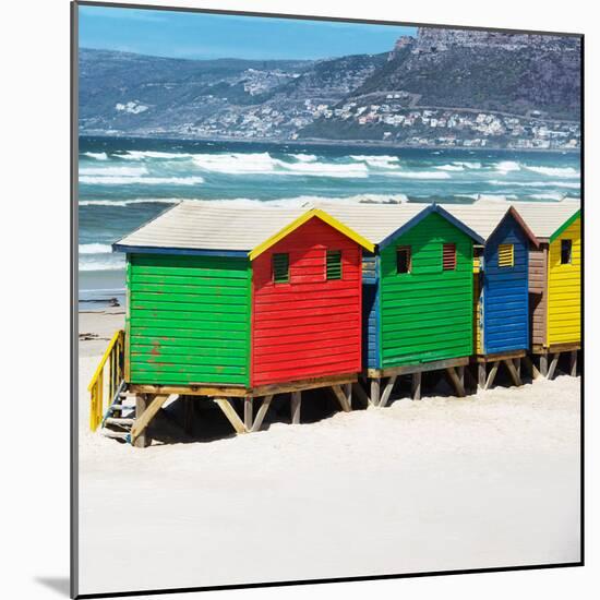 Awesome South Africa Collection Square - Colorful Beach Huts - Cape Town II-Philippe Hugonnard-Mounted Photographic Print