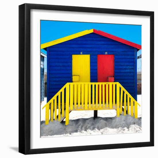 Awesome South Africa Collection Square - Colorful Beach Huts "Thirty One & Thirty Two" Blue-Philippe Hugonnard-Framed Photographic Print