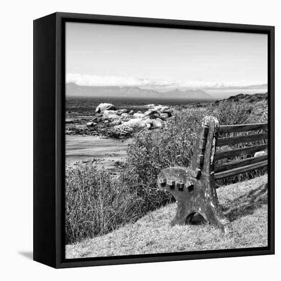 Awesome South Africa Collection Square - Lonely Bench B&W-Philippe Hugonnard-Framed Premier Image Canvas