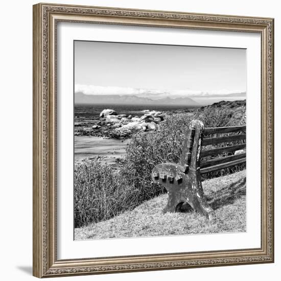 Awesome South Africa Collection Square - Lonely Bench B&W-Philippe Hugonnard-Framed Photographic Print