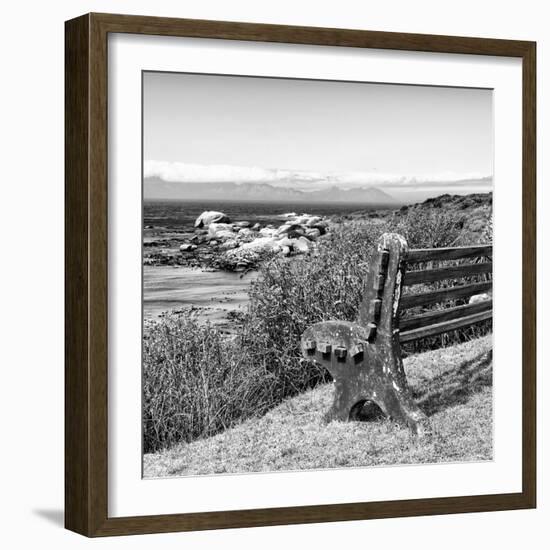 Awesome South Africa Collection Square - Lonely Bench B&W-Philippe Hugonnard-Framed Photographic Print