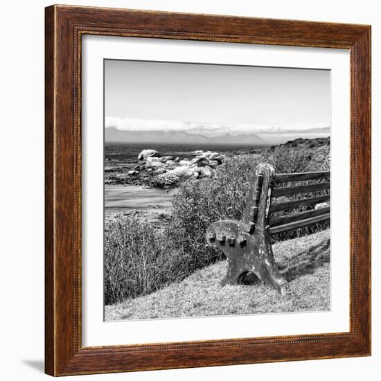 Awesome South Africa Collection Square - Lonely Bench B&W-Philippe Hugonnard-Framed Photographic Print