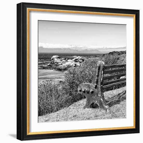 Awesome South Africa Collection Square - Lonely Bench B&W-Philippe Hugonnard-Framed Photographic Print