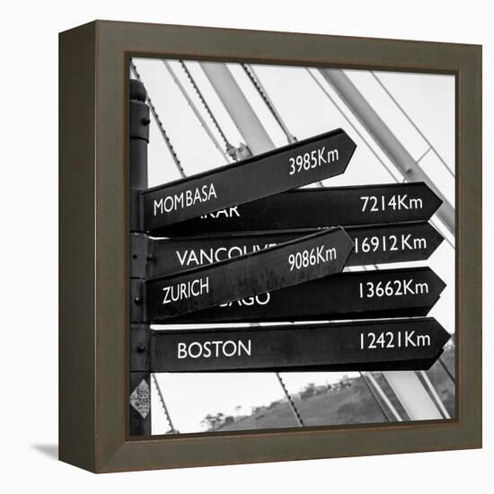 Awesome South Africa Collection Square - Sign Post Cape Town B&W-Philippe Hugonnard-Framed Premier Image Canvas