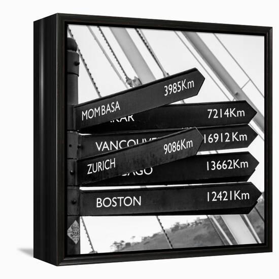 Awesome South Africa Collection Square - Sign Post Cape Town B&W-Philippe Hugonnard-Framed Premier Image Canvas