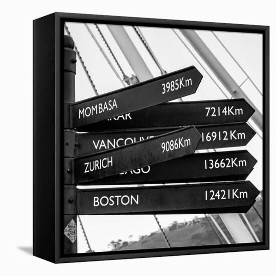 Awesome South Africa Collection Square - Sign Post Cape Town B&W-Philippe Hugonnard-Framed Premier Image Canvas