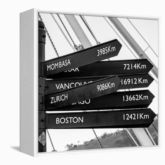 Awesome South Africa Collection Square - Sign Post Cape Town B&W-Philippe Hugonnard-Framed Premier Image Canvas