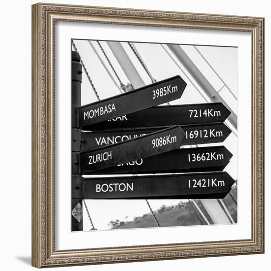 Awesome South Africa Collection Square - Sign Post Cape Town B&W-Philippe Hugonnard-Framed Photographic Print