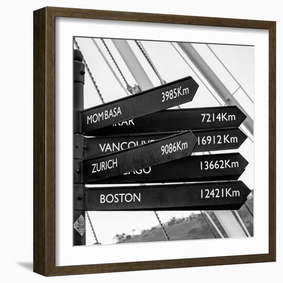 Awesome South Africa Collection Square - Sign Post Cape Town B&W-Philippe Hugonnard-Framed Photographic Print
