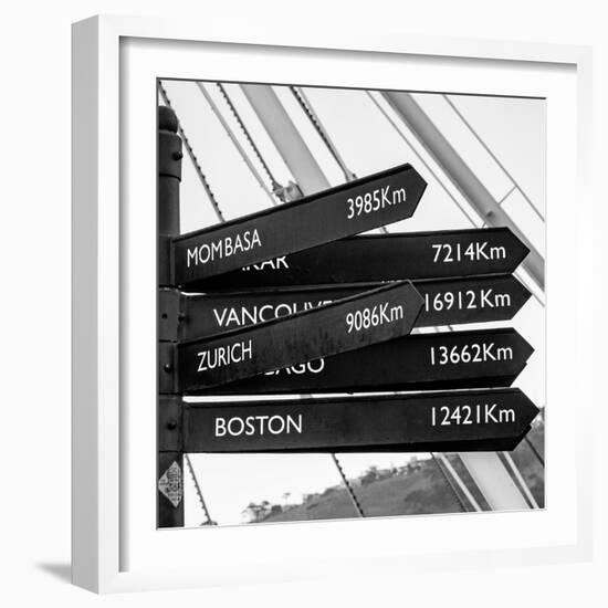 Awesome South Africa Collection Square - Sign Post Cape Town B&W-Philippe Hugonnard-Framed Photographic Print