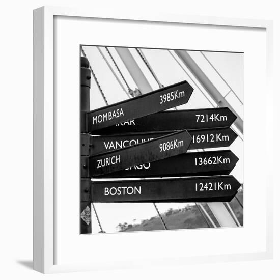 Awesome South Africa Collection Square - Sign Post Cape Town B&W-Philippe Hugonnard-Framed Photographic Print