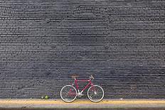 Beverly Hills, Los Angeles, California, USA: A Red Single Speed Bike In Front Of A Black Brick Wall-Axel Brunst-Photographic Print