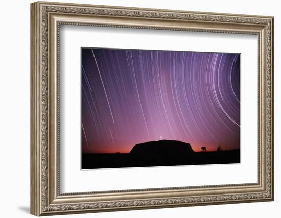 Ayers Rock and Star Trails, Ulru - Kata Tjuta National Park, Australia-null-Framed Photographic Print