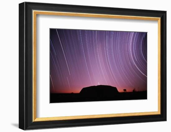 Ayers Rock and Star Trails, Ulru - Kata Tjuta National Park, Australia-null-Framed Photographic Print