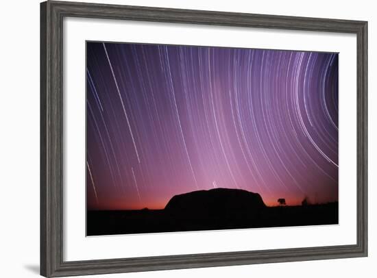 Ayers Rock and Star Trails, Ulru - Kata Tjuta National Park, Australia-null-Framed Photographic Print