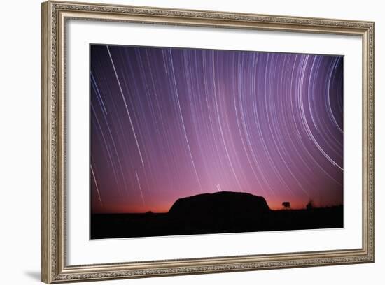 Ayers Rock and Star Trails, Ulru - Kata Tjuta National Park, Australia-null-Framed Photographic Print