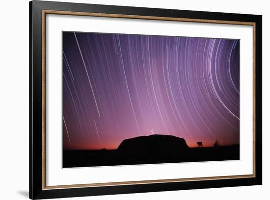 Ayers Rock and Star Trails, Ulru - Kata Tjuta National Park, Australia-null-Framed Photographic Print