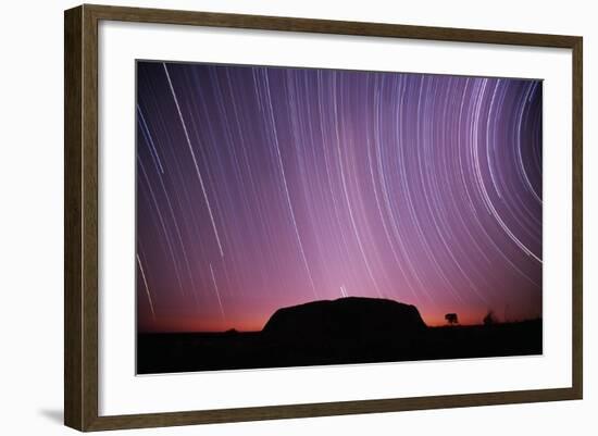 Ayers Rock and Star Trails, Ulru - Kata Tjuta National Park, Australia-null-Framed Photographic Print