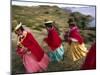 Aymara Women Dance and Spin in Festival of San Andres Celebration, Isla Del Sol, Bolivia-Andrew Watson-Mounted Photographic Print