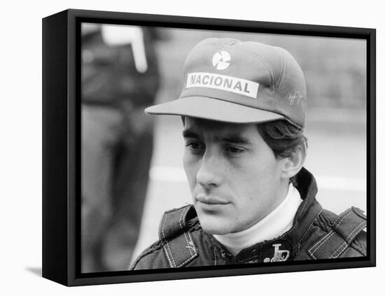 Ayrton Senna at the British Grand Prix, 1985-null-Framed Premier Image Canvas