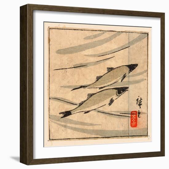 Ayu Zu, River Trout (Ayu). [Between 1868 and 1894], 1 Print : Woodcut, Color ; 9.6 X 10.8-Utagawa Hiroshige-Framed Giclee Print