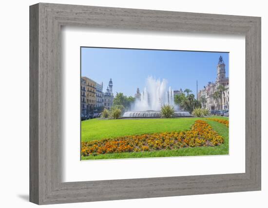 Ayuntamiento Square and townhall, Valencia, Comunidad Autonoma de Valencia, Spain-Marco Simoni-Framed Photographic Print