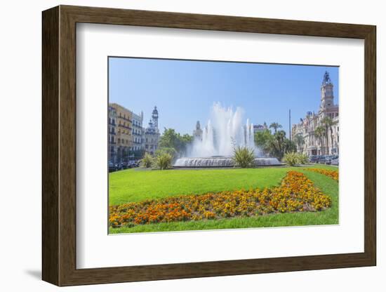 Ayuntamiento Square and townhall, Valencia, Comunidad Autonoma de Valencia, Spain-Marco Simoni-Framed Photographic Print