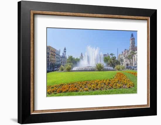 Ayuntamiento Square and townhall, Valencia, Comunidad Autonoma de Valencia, Spain-Marco Simoni-Framed Photographic Print