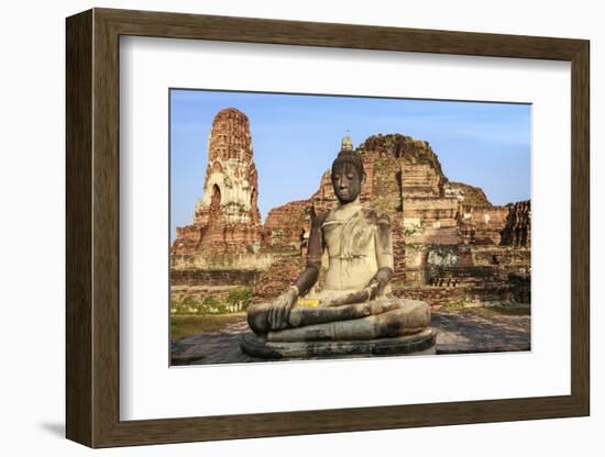 Ayutthaya, Thailand. Large Buddha at Wat Phra Mahathat, Ayutthaya Historical Park, near Bangkok-Miva Stock-Framed Photographic Print