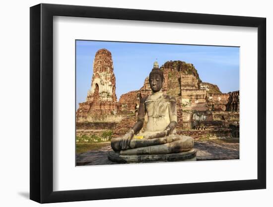 Ayutthaya, Thailand. Large Buddha at Wat Phra Mahathat, Ayutthaya Historical Park, near Bangkok-Miva Stock-Framed Photographic Print