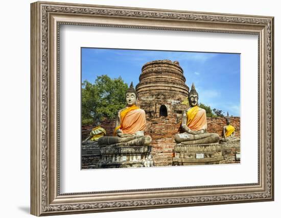 Ayutthaya, Thailand. Large Buddha at Wat Phra Mahathat, Ayutthaya Historical Park, near Bangkok.-Miva Stock-Framed Photographic Print